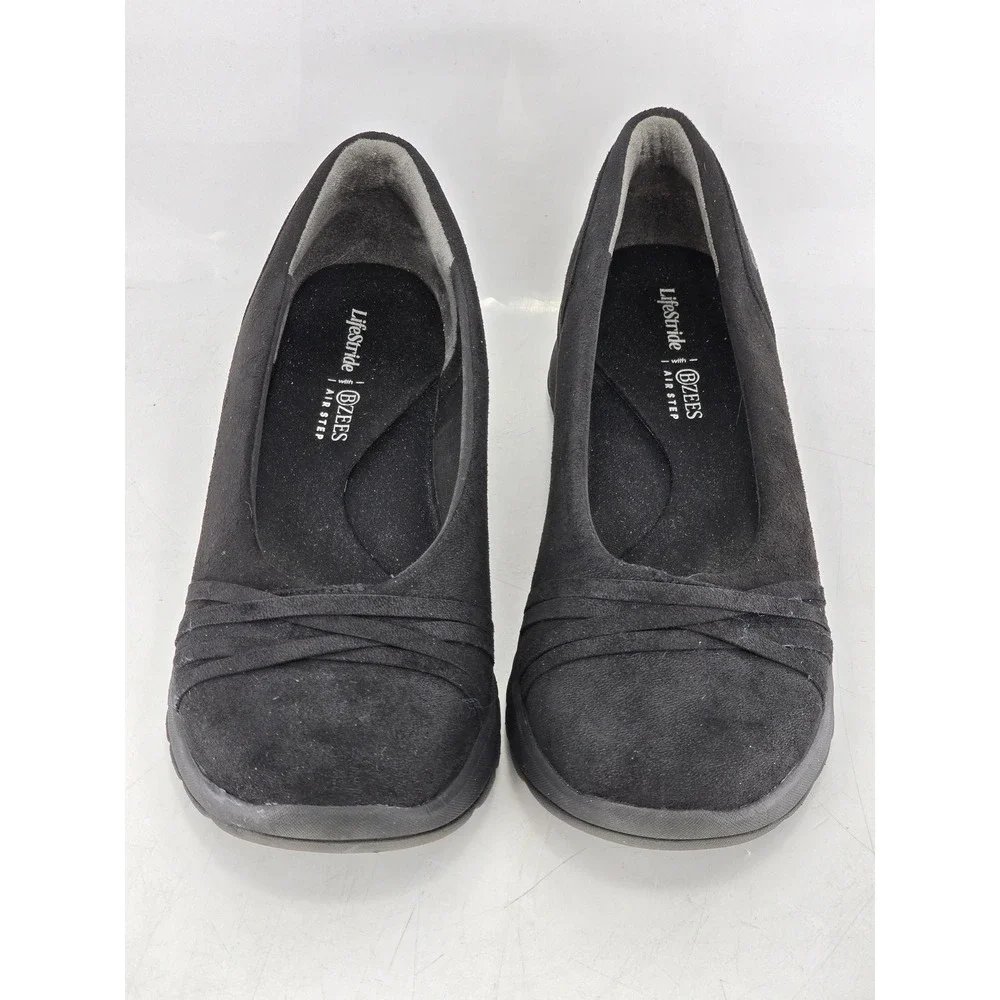 LifeStride Bzees Air Step Shoes Womens 9.5M Black Wedge Slip On -Excellent